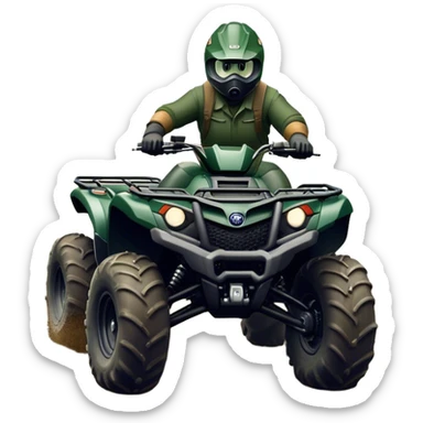 Yamaha Grizzly 700 (2019) – Cinematic-realistic Yamaha Grizzly 700 ATV, its dark green frame tearing through muddy trails. no rider sticker