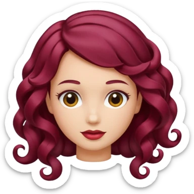 burgundy hair curl sticker