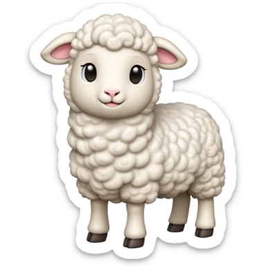 cinematic-[realistic lamb]-realistic-full-body-standing-emoji,-tail-flicking-lazily,-head-tilted-dramatically,-curly-[white]-fur,-simplified-yet-realistic-focused-features,-highly-detailed,-glowing-with-an-almost-sarcastic-glow sticker