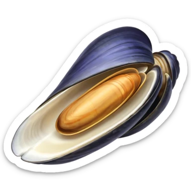 emoji line drawing of one open mussels sticker