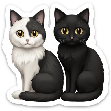 2 chats noirs et blancs qui se ressemblent l'une poil court l'autre poil ragdoll sticker