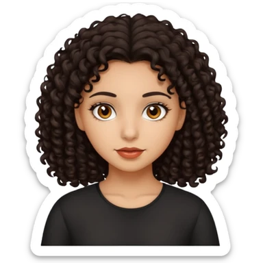 hispanic girl with brown eyes and dark curly hair sticker