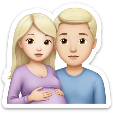 Asian girl pregnant and white blonde guy couple  sticker