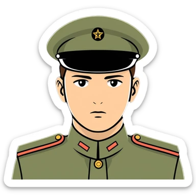 military man with two-thousand-yard stare sticker