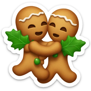 Two gingerbread kissing under a mistletoe  sticker