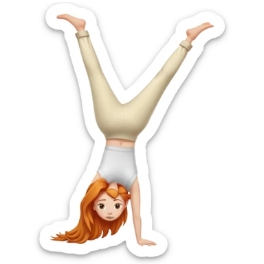 Ginger Girl handstand in cream pants sticker