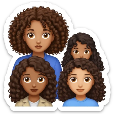 make a black girl with dark brown hair and brown eyes and curly hair and make a tan girl with brown curly hair and brown eyes  sticker