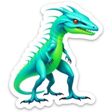 Tropical futuristic lush cool edgy neon Fionbri-Vernid-Elgyem-creature (full body) sticker