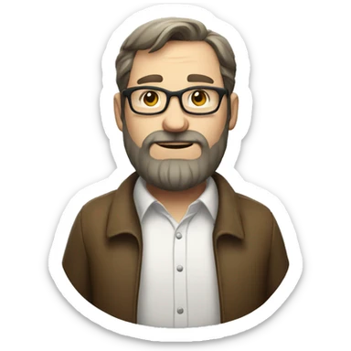 Nerdy White man with big belly and beard  sticker