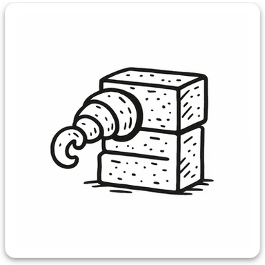Make the croissant merged into a brick look more like a brick in doodle style. sticker