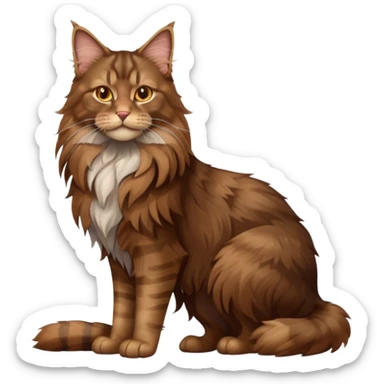 A high-resolution photo-realistic digital illustration of a brown maine coon cat, full body noble maine coon sticker