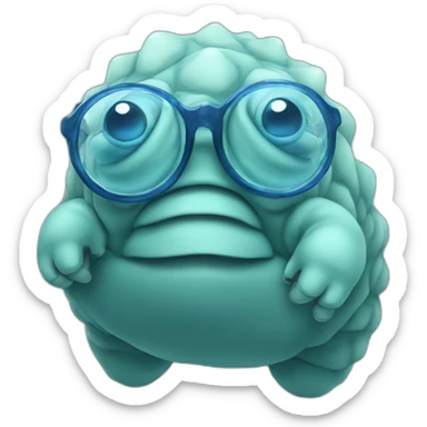 blue tardigrade happy with glasses sticker