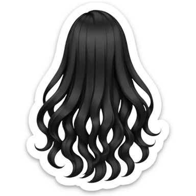 back view of long black voluminous hair sticker
