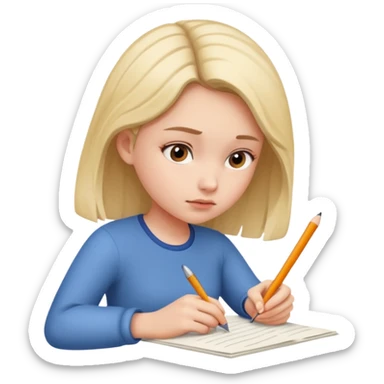 a girl is Writing in a Paper sticker