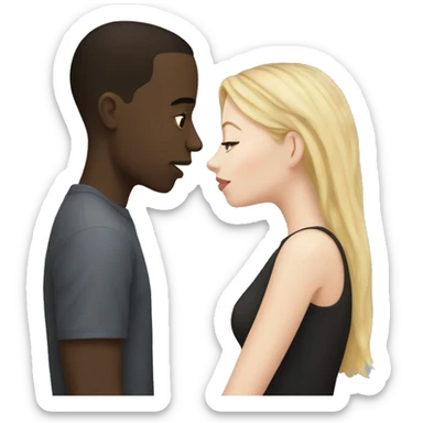 A blonde girl with pale skin kisses a light-skinned black guy with dark hair sticker