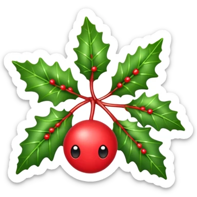 Holly berry on mistletoe sticker