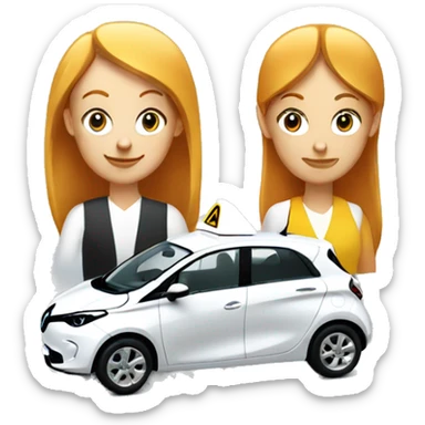 A white Renault Zoe with a ginger girl taxi service  sticker