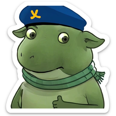 Pig with arms crossed around neck scared sticker