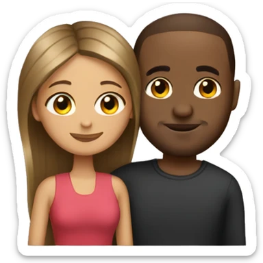Somali guy with Spanish girlfriend with straight balayage hair hugging  sticker