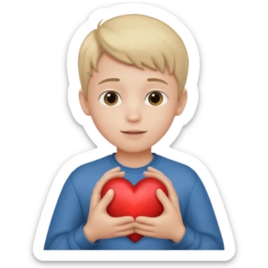 Boy with his heart in his hands signifying that he’s open to sharing his love to others  sticker