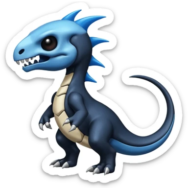 Shiny Dark Black And Blue Duskull-Cubone-Salandit-Fakémon-hybrid-creature (full body)  sticker