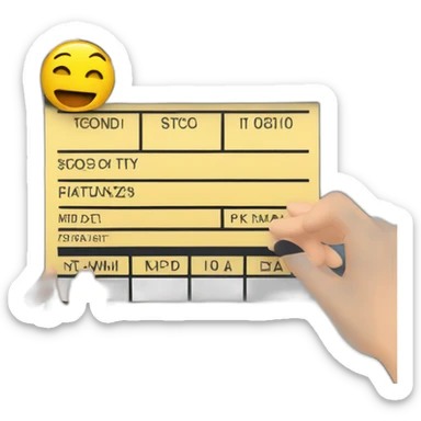 Design a digital clapper board with animated text, in a director's hand on a film set." sticker