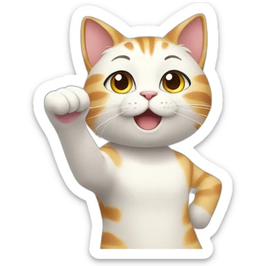anime cat waving his paw to say hello sticker