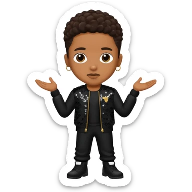Lil Fizz from B2K with dark brown hair, black sequin outfit sticker