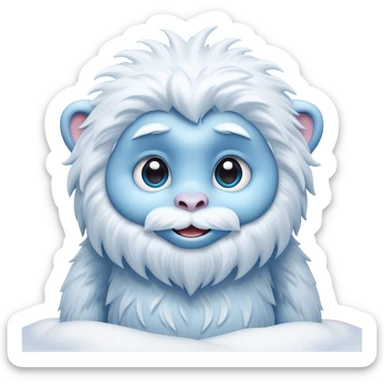 Cinematic Cute Yeti Portrait Emoji, with a charming, small, fluffy form in soft snowy whites and cool blues, featuring big, innocent eyes and a shy, gentle smile, simplified yet irresistibly endearing, highly detailed with a soft glowing outline that captures the whimsical charm of a friendly yeti ready for a cuddle! sticker