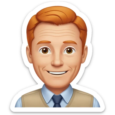 friendly older white man, receding ginger hair, fit, professional, smiling, with a collared shirt sticker