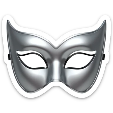 A sleek masquerade mask emoji made of polished silver chrome, smooth sensual curves, reflective metallic surface, mysterious sexy luxury vibe, minimal iOS emoji style, centered, clean white background sticker