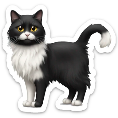 long haired cat half black half white and a black cat standing together sticker
