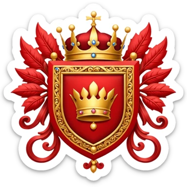 Royal crest (mainly red) sticker