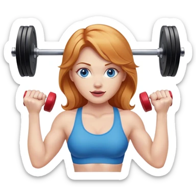 Strawberry Blonde woman with blue eyes lifting weights sticker