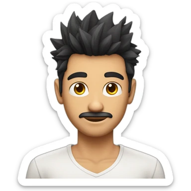 Indian white tan skin man developer in plain white shirt with sleeve up and nice spiky short black hair sticker
