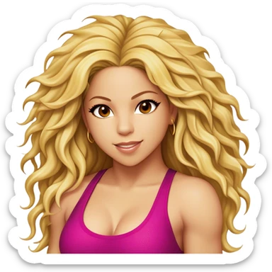 Cinematic Realistic Shakira Portrait Emoji, depicted as a dynamic charismatic pop icon with energetic movement and expressive features, rendered with vibrant textures and dynamic modern lighting that captures her global appeal. sticker