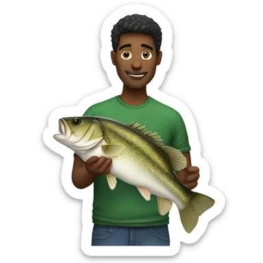 Guy holding 10 pound bass sticker