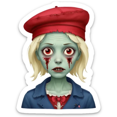 parisian zombie french woman red hat sticker