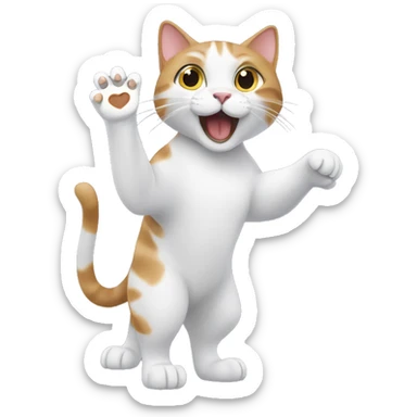 Cat with paw reaching out touching owner sticker