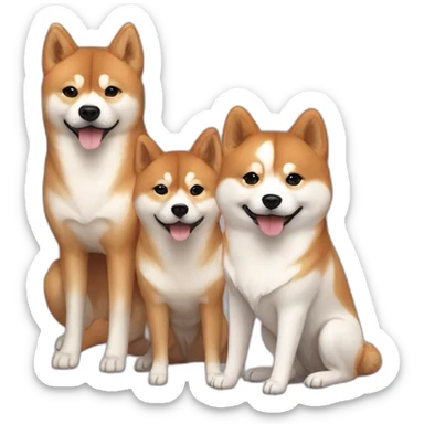 A cute Shiba + a tall white Hokkaido and their mistress, a woman with curly auburn hair sticker