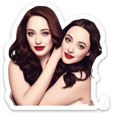 Kat dennings hugs Elizabeth gillies sticker
