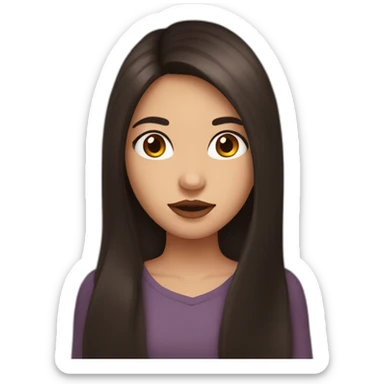 Girl with long dark hair, brown eyes and plump lips sticker
