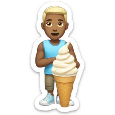 blasian man with blonde flat top eating ice cream sticker