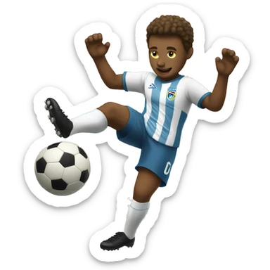 White skin Soccer player kicking a ball number 77 sticker