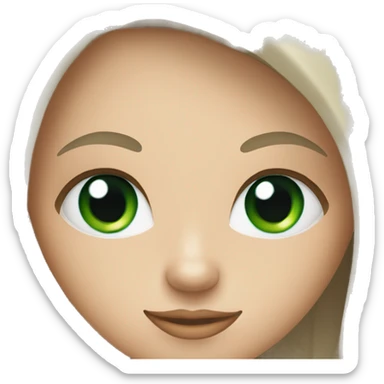 white girl with brown straight long hair and blue-green eyes and apple laptop sticker