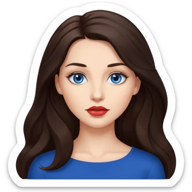 Woman with long brunette hair dark blue eyes and full lips sticker