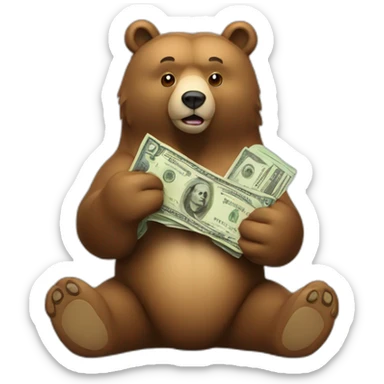 Bear with a cash bill sticker