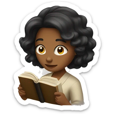 Tan women with black wavy hair reading the Bible  sticker