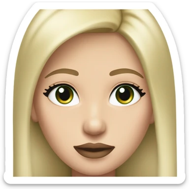 Caucasian woman, long blonde straight hair, dark greens eyes, pink lips, all black long sleeve, eyelashes sticker