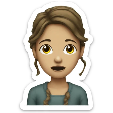 Girl with brown hair crying dollar bills sticker